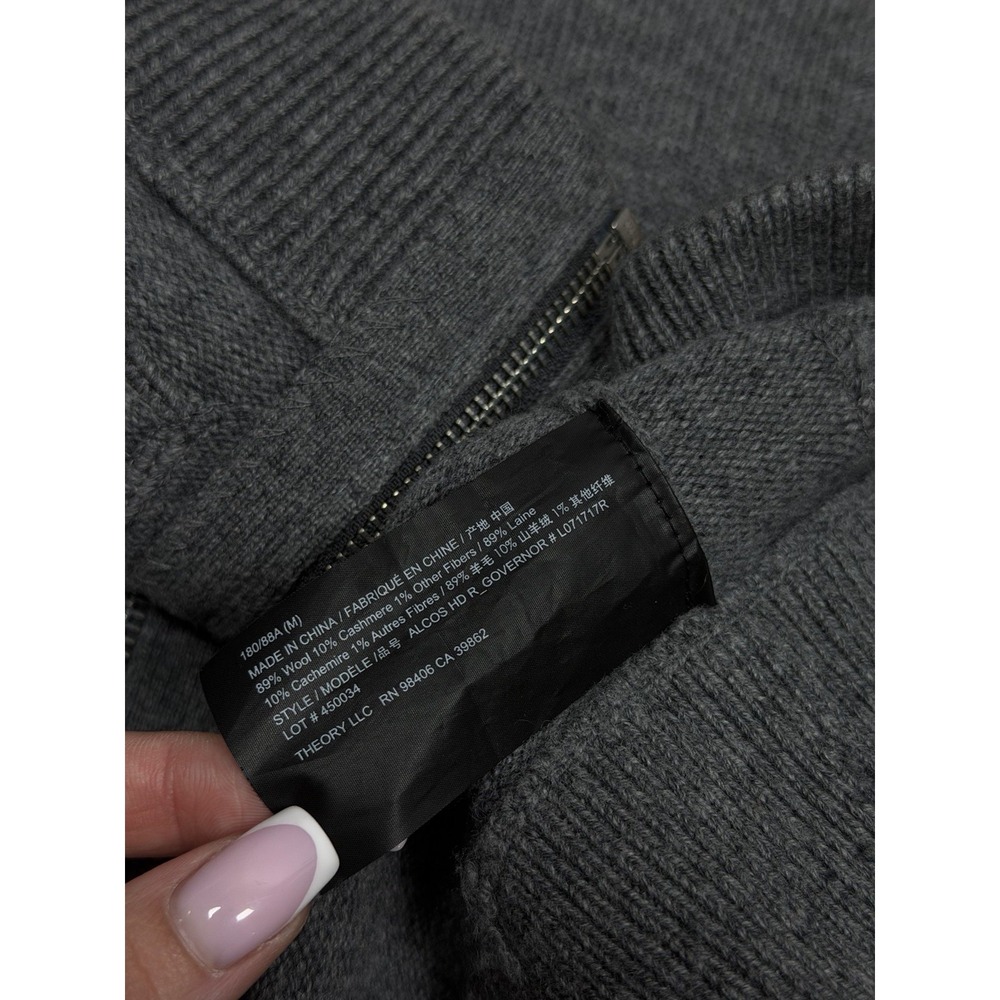 Theory Alcos Wool / Cashmere Men's Sz M Full Zip Hoodie Sweater in Gray - Picture 9 of 9